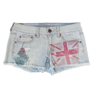 y2k american eagle butterfly union jack micro shorts low rise size 6